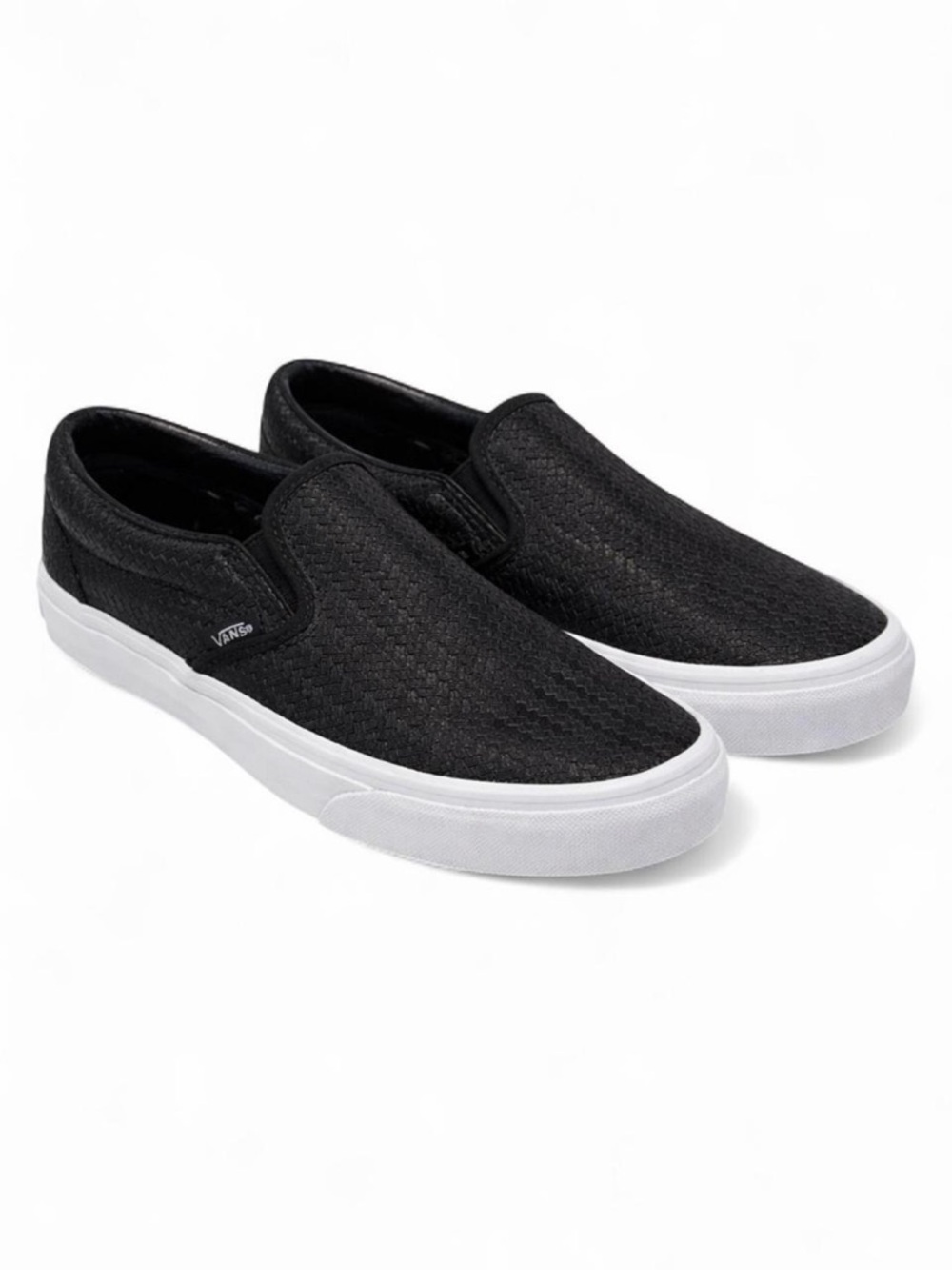 Vans Classic Black Woven Leather Slip-On Sneakers 7